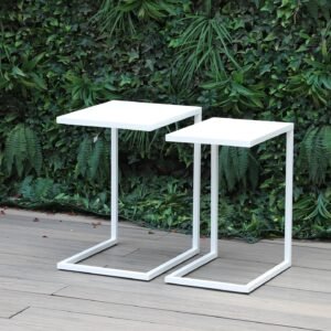 Nesting side tables set white
