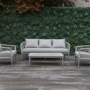 18C317A-2 WARM GREY FRAME BEIGE ROPES BEIGE CUSHION