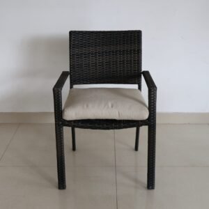 Wooden chair with rattan back