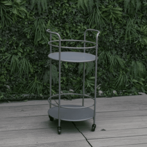 Round service cart grey